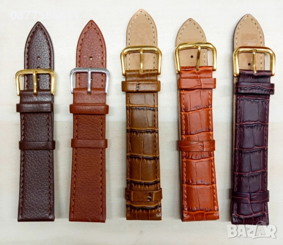 НОВА КАФЯВА КОЖЕНА КАИШКА ОБШИТА С БЯЛ ШЕВ/КОНЕЦ. ЛУКСОЗНИ КОЖЕНИ КАИШКИ ЗА ЧАСОВНИЦИ С БЯЛ ТИГЕЛ., снимка 6 - Каишки за часовници - 51612183