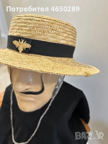 Лятна сламена шапка с права периферия, снимка 5 - Шапки - 53925208