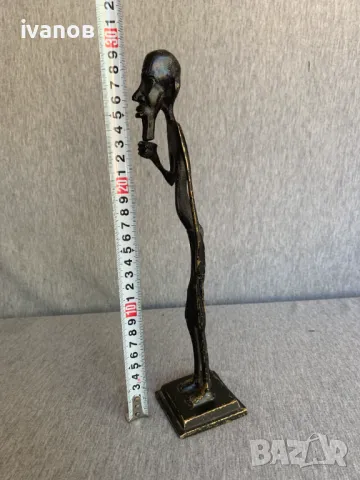  Бронзова/месингова статуя на африкански племенен човек, снимка 3 - Статуетки - 50337283