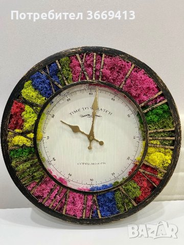 Часовник с естествен скандинавски мъх, снимка 2 - Стенни часовници - 40102804