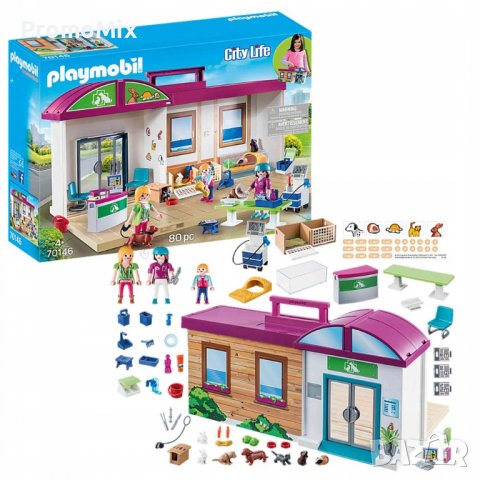 Преносима ветеринарна клиника Playmobil 70146 конструктор, снимка 1