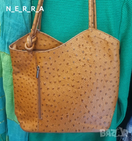 Чанта от естествена кожа-щраус, снимка 4 - Чанти - 53231373