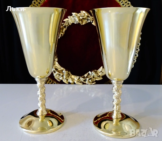 Бронзови чаши за вино 250 мл.,лози,грозде,позлата. , снимка 5 - Антикварни и старинни предмети - 52228396