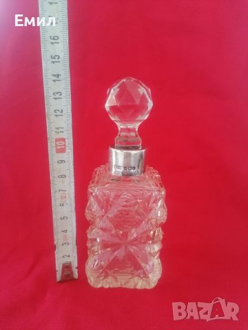 Антикварно шише за парфюм кристал и сребро , снимка 5 - Колекции - 36659264