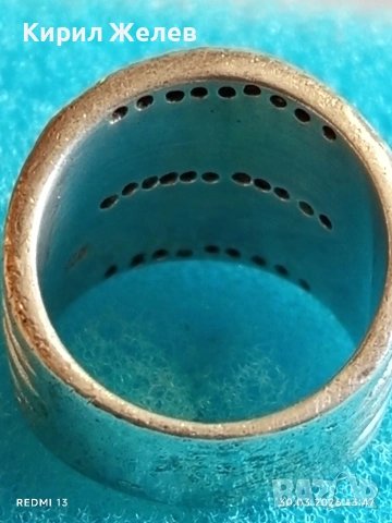 Сребърен пръстен тип халка с черен ОНИКС и малки диаманти 28660, снимка 7 - Пръстени - 54025955