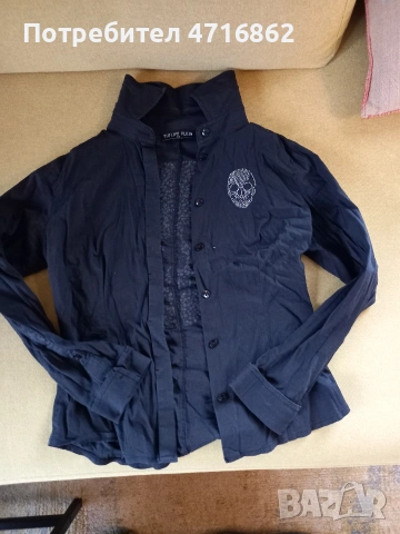 Дамска черна риза Philipp Plain, снимка 2 - Ризи - 53230825