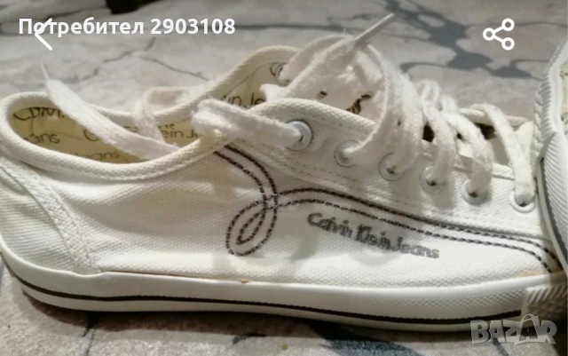 Използвани бели спортни обувки на Calvin Klein Jeans, снимка 2 - Маратонки - 54009418