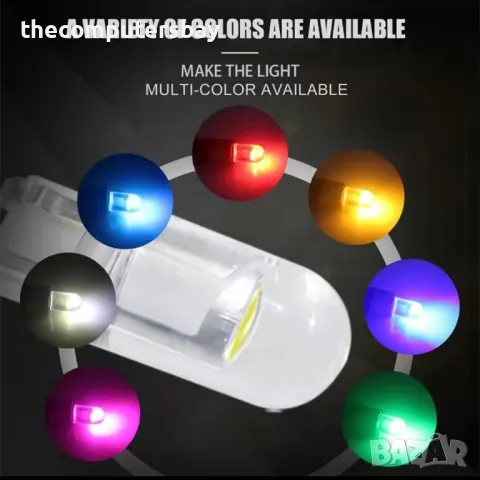 Лед Led крушки T10 W5W габаритни габарити диодни диоди бели жълти червени розови сини оранжеви, снимка 6 - Аксесоари и консумативи - 38399093