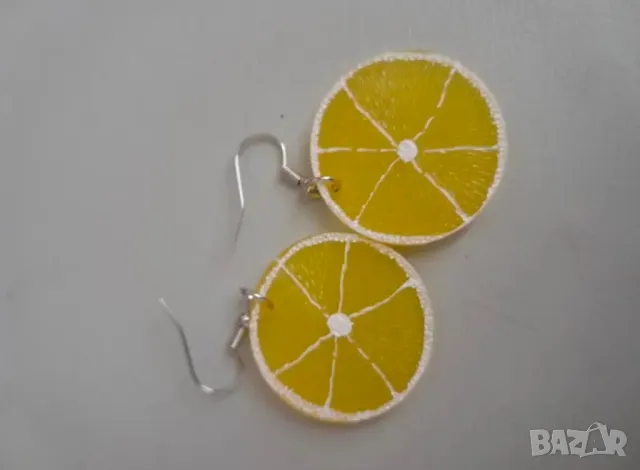 Шикозни обеци лимон, снимка 4 - Обеци - 49240841