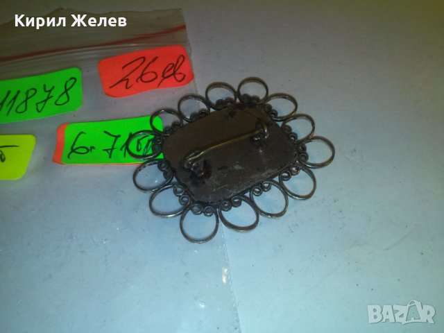 БРОНЗОВА ПОСРЕБРЕНА БРОШКА с ЕМАЙЛ КЕРАМИКА АРТ РЪЧНА ИЗРАБОТКА СТАРА 11878, снимка 8 - Антикварни и старинни предмети - 29843939