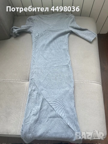 Дълга рокля, къс ръкав, сива, снимка 1