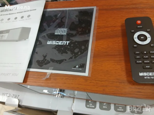 Носталгична Bluetooth домашна стерео система, WISCENT Vintage Micro HiFi CD плейър, снимка 6 - Аудиосистеми - 49827688