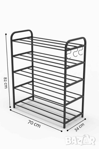 Етажерка за обувки с 5 рафта/Метален рафт за обувки/Поставка за обувки, снимка 5 - Шкафове - 52155434