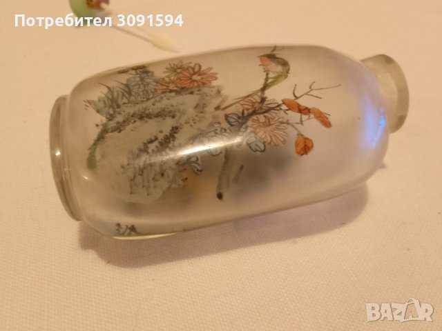    китайска бутилка за емфие е направена от стъкло, вътрешната повърхност е изрисувана с графики на , снимка 2 - Антикварни и старинни предмети - 42794527