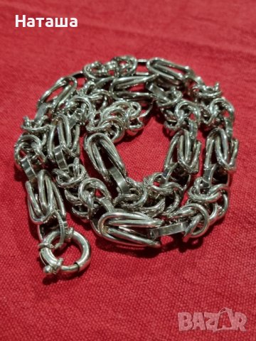 Масивен сребърен синджир кралска плетка 