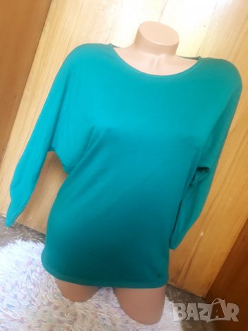 Тюркоазено зелена блуза с набран 3/4 ръкав М/Л