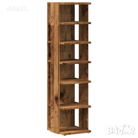 vidaXL Шкаф за обувки, старо дърво, 28x27x102 см, инженерна дървесина
