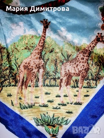 Копринен шал с животни 80/77, снимка 6 - Шалове - 37340063