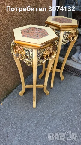 Италиански стойки от дърво и мрамор, снимка 2 - Декорация за дома - 55970800