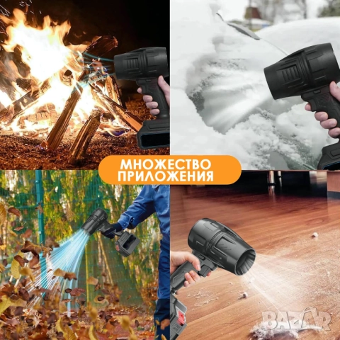 Мощна акумулаторна духалка 1500W с две батерии – Турбо пистолет за листа, прах, сняг и подсушаване, снимка 2 - Други инструменти - 52177766