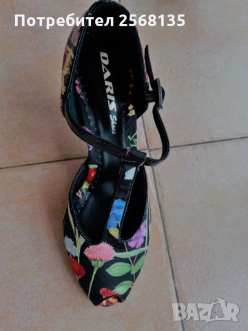 Обувки ЕСТЕСТВЕНА Кожа с Красив цветен Принт на цветя!НОВИ с Етикет! №36, снимка 5 - Дамски обувки на ток - 35523777
