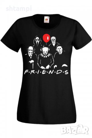 Дамска тениска friends Halloween,Halloween,Хелоуин,Празник,Забавление,Изненада,Обичаи,