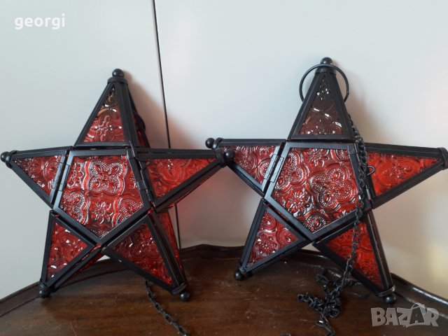 Коледни стъклени витражни фенери звезда, снимка 13 - Декорация за дома - 34150274