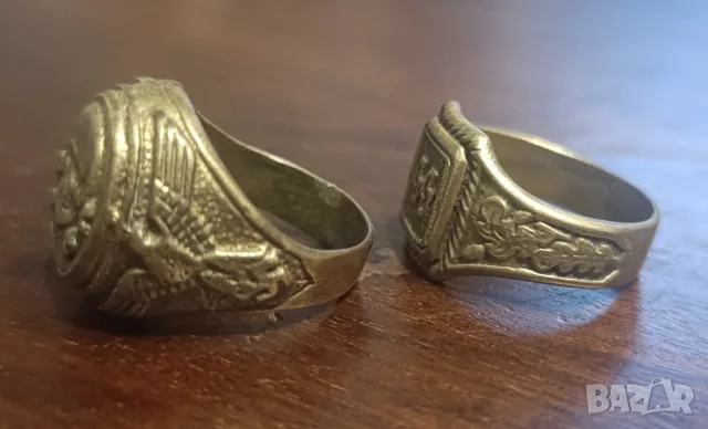 Германски пръстени ВСВ бронз SS и Totenkopf, снимка 2 - Пръстени - 56322525