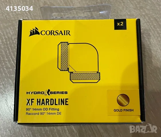 Corsair Hydro X Series XF Hardline 90° фитинги – Gold (x2)