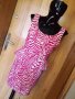 Ярко розова рокля пеплум принт зебра М, снимка 1 - Рокли - 14627031