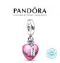 Талисман Pandora Пандора сребро 925 Pink Heart Dangle. Колекция Amélie, снимка 1 - Гривни - 42317625