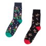 2 чифта Мъжки Коледни чорапи с Дядо Коледа и бисквитки, 41-46н, снимка 1 - Мъжки чорапи - 42764182
