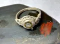 СТАР СКЪПЕЦЕНЕН СРЕБЪРЕН ПРЪСТЕН СРЕБРО 925 с РЪЧНО ФАСЕТИРАН НАТУРАЛЕН ПЕРИДОТ с ИНКЛУЗИИ 48621, снимка 10