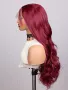 Тъмно червена бордо вълнообразна перука на път с дантела 13*4*1, снимка 2