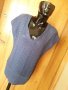 Тъмно синя блуза туника с къс ръкав изкуствена плетка Л/ХЛ, снимка 1