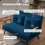 HOMCOM Разтегателен диван 2-местен кадифен, снимка 6