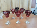 Кристални чаши с гарафа цветен червен кристал, снимка 6