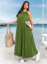Прекрасна Дълга Маслинено Зелен Цвят Солей Рокля, снимка 4