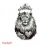 Лъв Кралска корона черно бял временна татуировка татос татус Tattoo, снимка 2