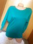 Тюркоазено зелена блуза с набран 3/4 ръкав М/Л, снимка 1 - Блузи с дълъг ръкав и пуловери - 34277806