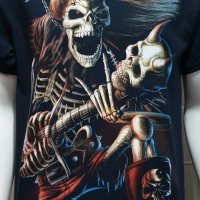 Нова мъжка тениска с дигитален печат Скелет с китара, снимка 2 - Тениски - 30116241