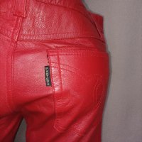 М Червен кожен тричетвърти панталон, снимка 4 - Къси панталони и бермуди - 36845680