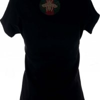 СТРАХОТНА черна тениска с щампи от камъчета и на гърба, снимка 2 - Тениски - 37695405