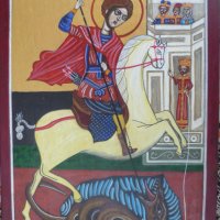 Ръчно рисувана икона на Свети Георги, снимка 1 - Икони - 31770680
