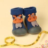 Полски бебешки обувки чорапки, Сини със зайче , снимка 2 - Бебешки обувки - 38649399