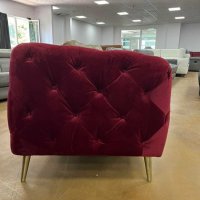 Бутиков Голям Пурпурно червен диван от плат Честърфийлд, снимка 3 - Дивани и мека мебел - 39719822
