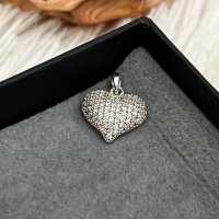 Сребърно колие сърце с камъчета от цирконий, снимка 1 - Колиета, медальони, синджири - 44157568