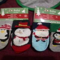 Бебешки Коледни лигавници и чорапки., снимка 3 - Бебешки чорапи - 38852197