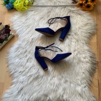 Нови турско сини обувки на ток, снимка 1 - Дамски обувки на ток - 38501823