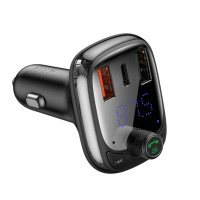 Зарядно за кола Baseus T Typed Bluetooth 5.0 FM Transmitter MP3 Quick Charge 4.0, снимка 2 - Зарядни за кола - 30775457